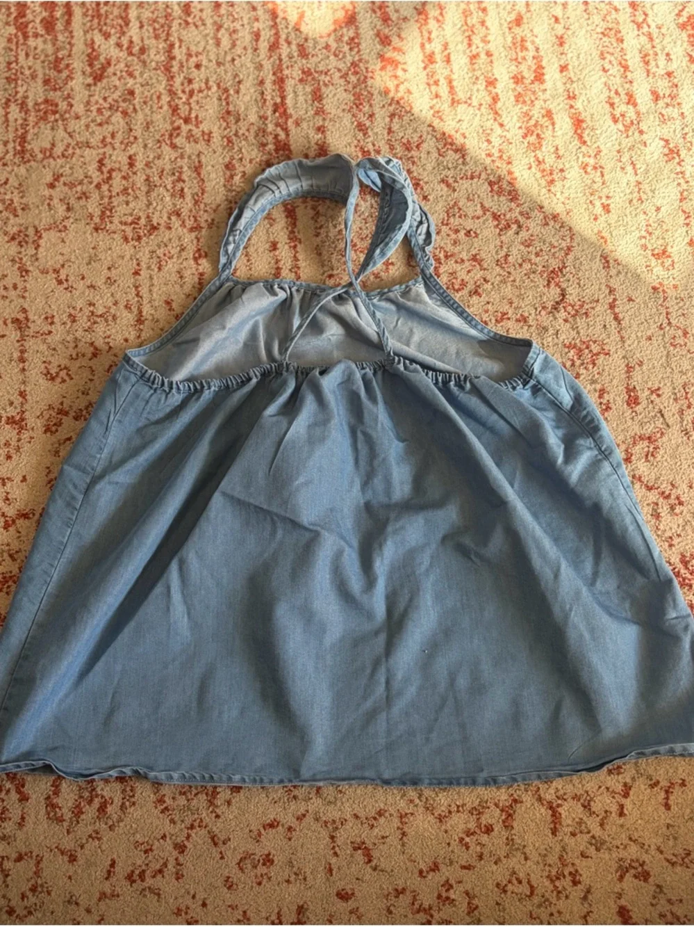 Girls' Blue Sleeveless Ruffle Strap Top - Picture 2 of 3